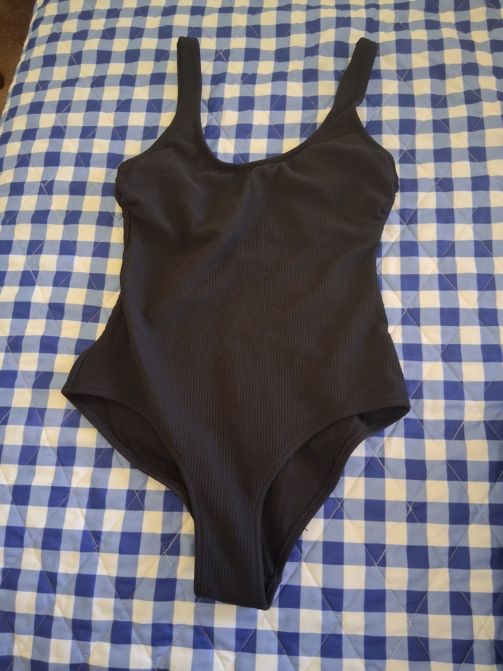 H&M Black Ribbed One-Piece Swimsuit Size S